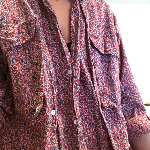 Vintage cotton paisley button down - Picture 3 of 5